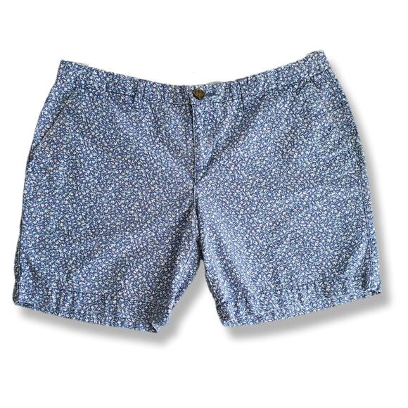 Old Navy Pants - Women Blue Gray Ditsy Floral Chino Short 8 Preppy Classic Cottage Picnic Casual